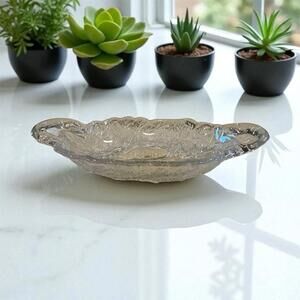 Vintage Indiana Glass Clear W/ Pears Relish Dish with Handles